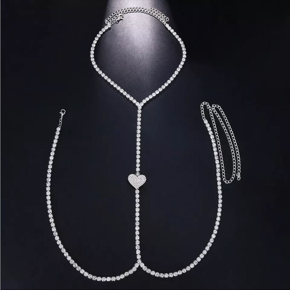 Heart Body Chain with Crystals Bran New - Picture 2 of 4